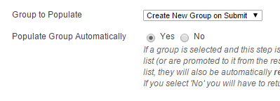 Setting the group options for the list