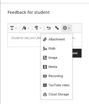 Image showing how to attach feedback to an assesed assignment in Blackboard ultra 