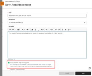 Image demonstrating how to schedule an automatic announcement in BBU