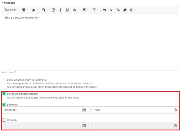 Creating Announcements in Blackboard Ultra Elearning Help Guides