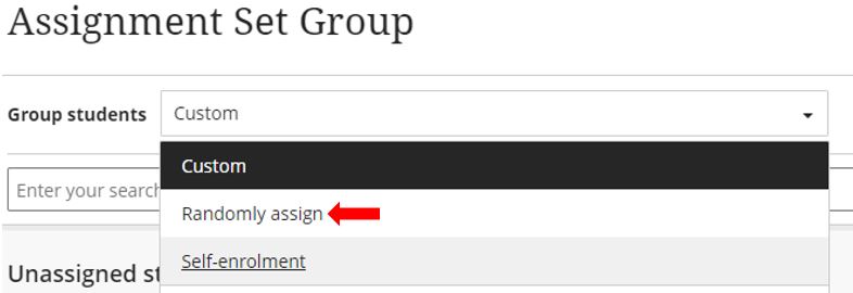 Image showing how to setup a Randomly assign group set