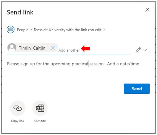 Image showing adding Users to be shared with