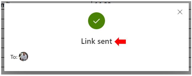 Image showing confirmation of link being sent to users