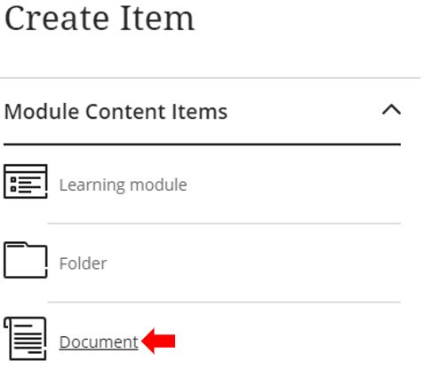 Image showing how to create content in Blackboard Ultra