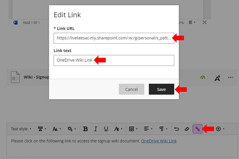 Image showing adding a link to Blackboard Ultra