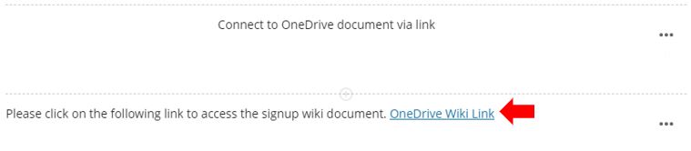 Image showing completed Blackboard Ultra document with link to One Drive Wiki