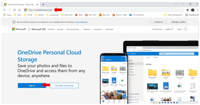 Image showing Microsoft OneDrive login page