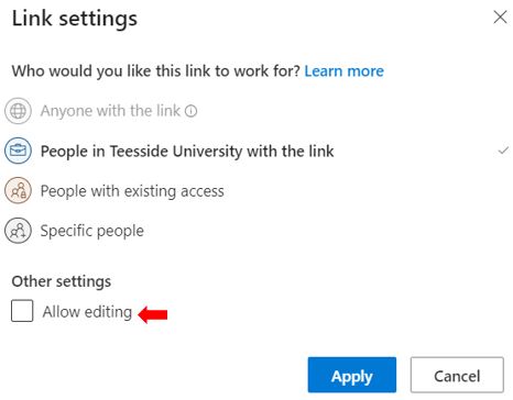 Image showing the Link Settings options
