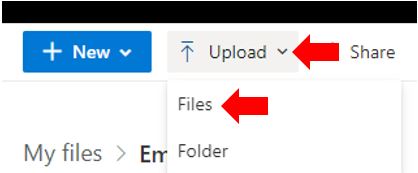 Image showing how to add files to a Microsoft OneDrive folder