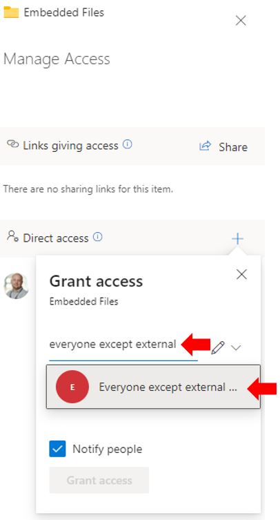 Image showing how to add change permissions in privacy settings in Microsoft OneDrive