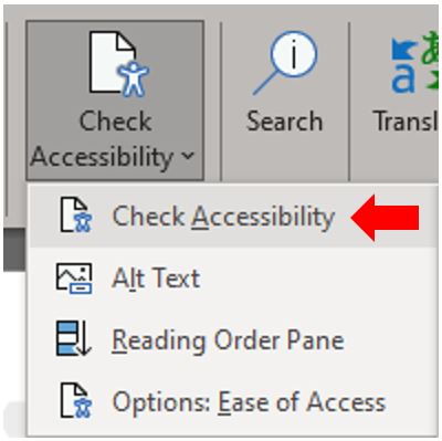 Image showing how to manually run the accessibility checker in Microsoft PowerPoint