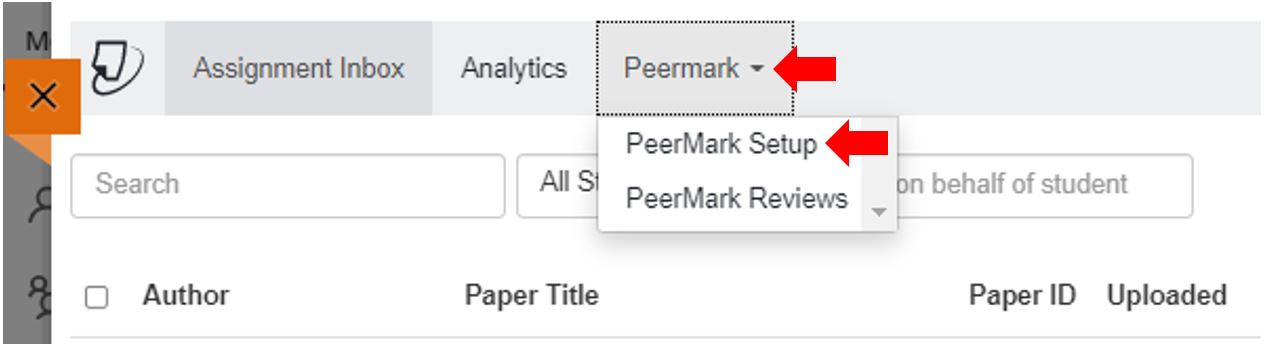 Image showing how to the setup and creation process of a Turnitin PeerMark assessment