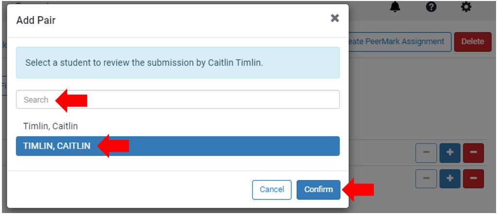 Image showing assignment peer reviewers in Turnitin PeerMark