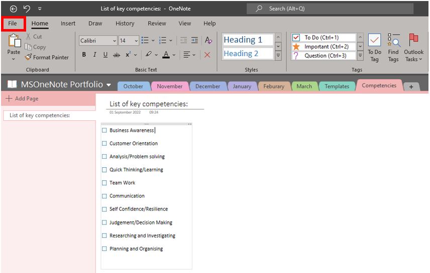 Image showing how to share a OneNote Notebook with the Module Leader.