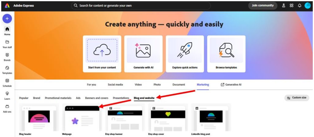 Adobe Express: Creating a Webpage – E-learning Help Guides