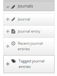 Options for adding journals to a page